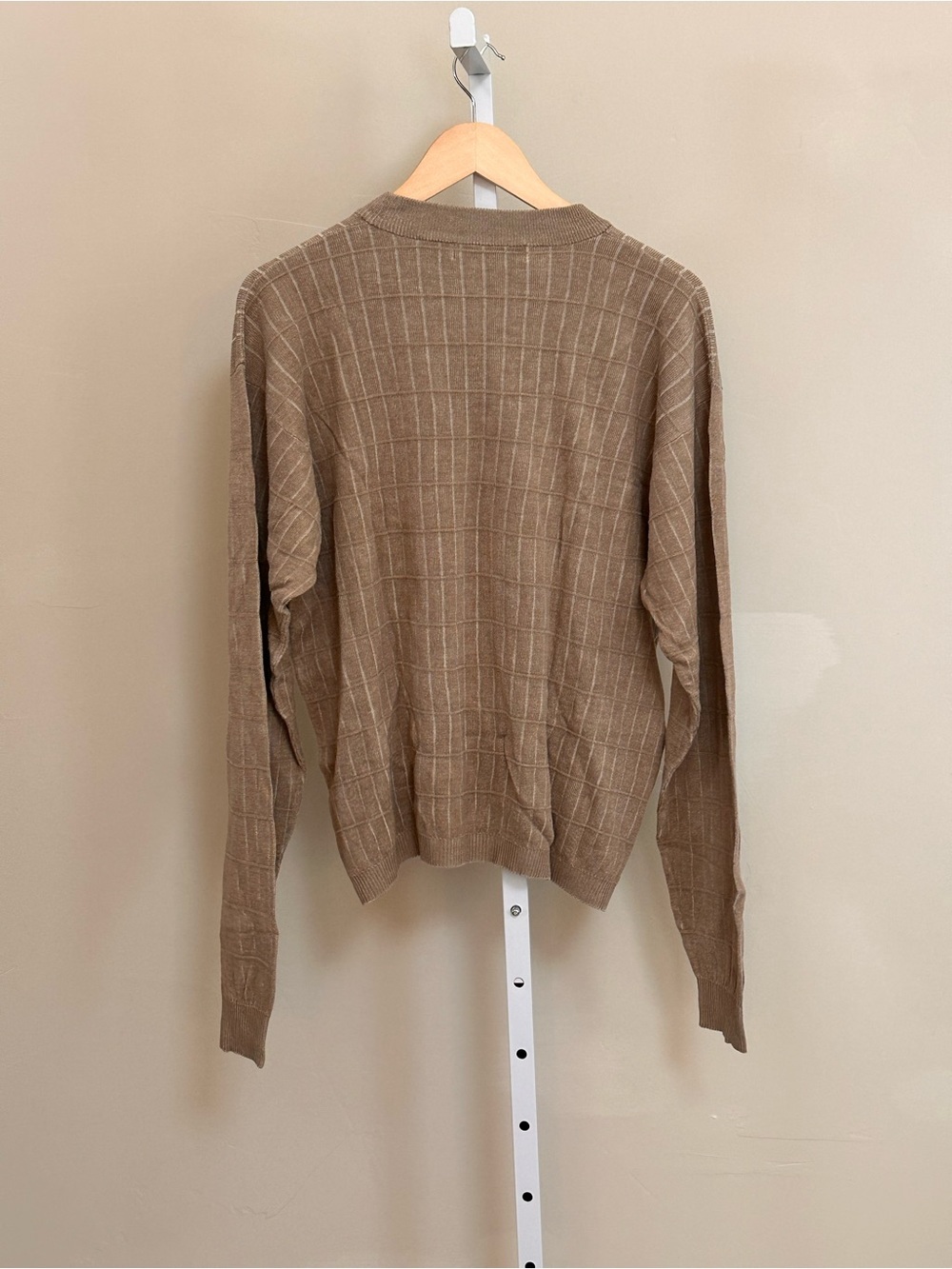 Pronto Uomo 100% Silk Windowpane Sweater Men’s XL Taupe Quiet Luxury - Picture 2 of 7
